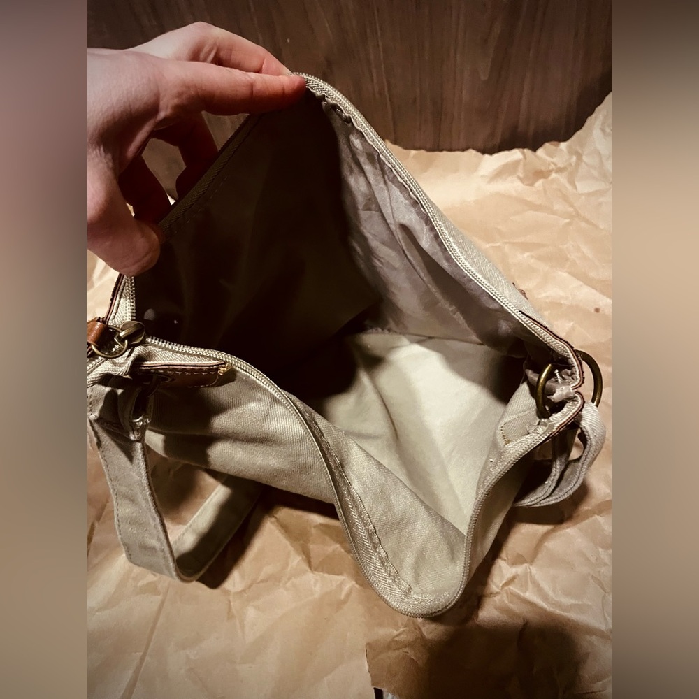 Beige Crossbody Canvas Bag / Purse - Picture 4 of 4